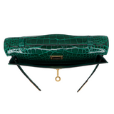 Hermès Kelly Pochette Emerald Shiny Alligator Gold Hardware