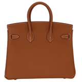 Hermès 25cm Birkin Gold Togo Leather Brushed Gold Hardware