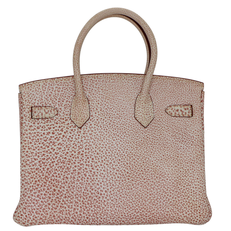 Hermès 30cm Birkin Pink Dalmatian Buffalo Leather Palladium Hardware