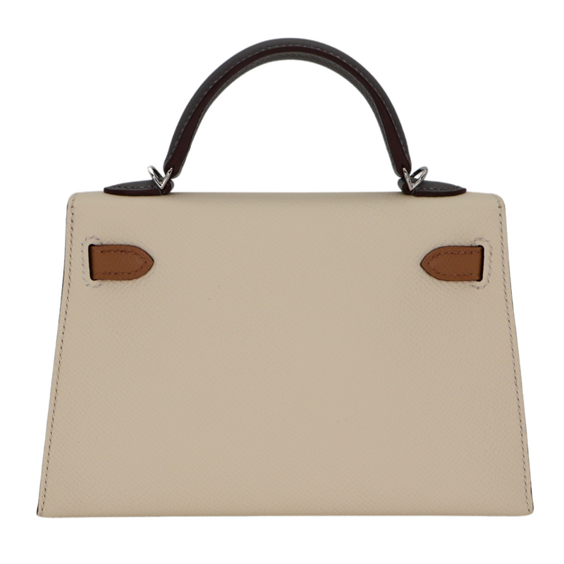 Hermès Kelly II Sellier Mini Tricolor Nata/Chai/Gris Meyer Epsom Palladium Hardware