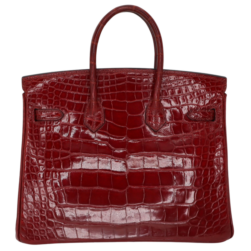 Hermès 25cm Birkin Rouge H Shiny Alligator Palladium Hardware