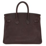 Hermès 25cm Birkin Ebene Barenia Faubourg Palladium Hardware