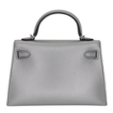 Hermès Kelly II Sellier Mini Gris Argente Chèvre Chamkilight Leather Palladium Hardware