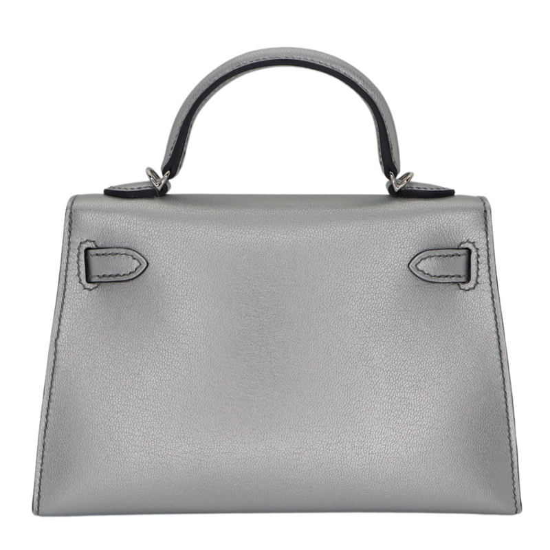 Hermès Kelly II Sellier Mini Gris Argente Chèvre Chamkilight Leather Palladium Hardware