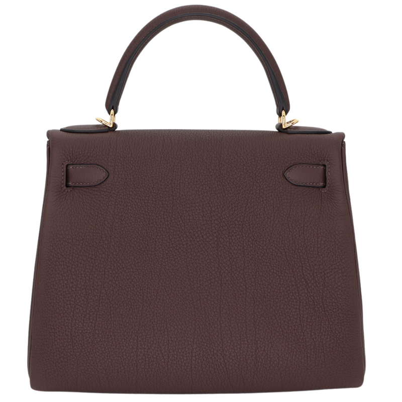 Hermès 28cm Kelly Retourne Chocolate Togo Leather Gold Hardware