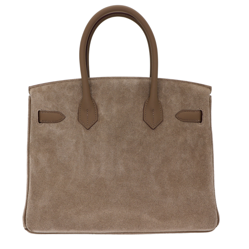 Hermès 30cm Birkin Grizzly Etoupe Suede/Swift Leather Palladium Hardware