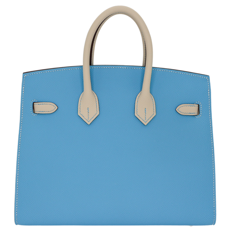 Hermès 25cm Birkin HSS Sellier Celeste/Craie Epsom Leather Brushed Palladium Hardware