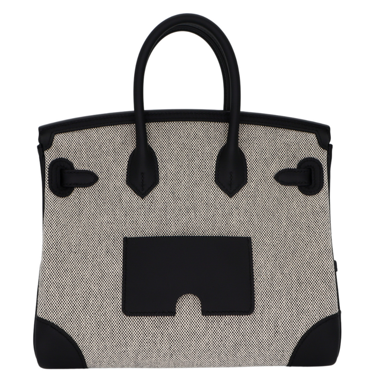 Hermès 25cm Birkin Cargo Ecru/Black Canvas/Swift Leather Palladium Hardware