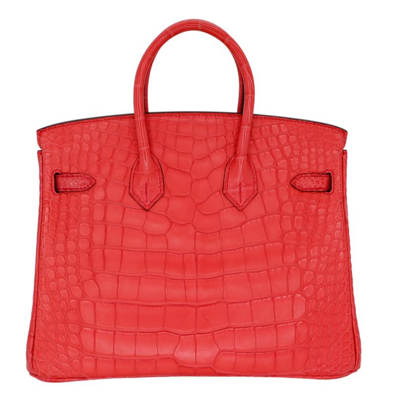 Hermès 25cm Birkin Bougainvillea Matte Alligator Palladium Hardware