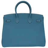 Hermès 35cm Birkin Bleu Jean Togo Leather Gold Hardware