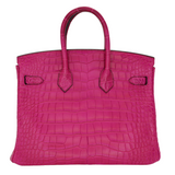 Hermès 25cm Birkin Rose Scheherazade Matte Alligator Palladium Hardware
