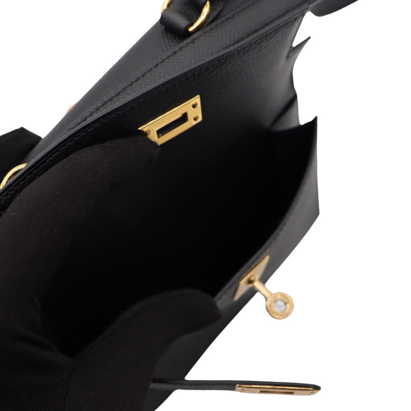 Hermès Kelly en Desordre Black Epsom Leather Gold Hardware