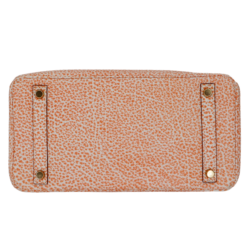 Hermès 30cm Birkin Orange Dalmatian Buffalo Leather Gold Hardware