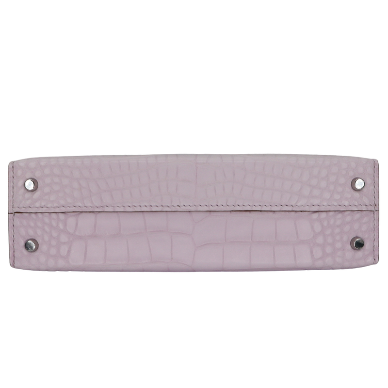 Hermès Kelly II Sellier Mini Mauve Pale Matte Boreal Alligator Palladium Hardware
