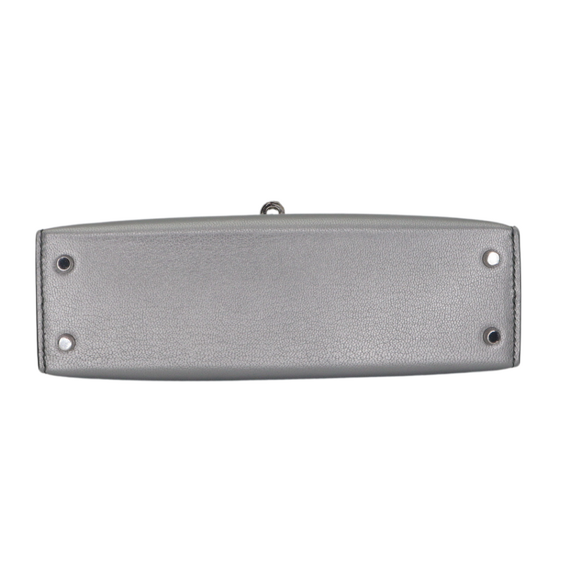 Hermès Kelly II Sellier Mini Gris Argente Chèvre Chamkilight Leather Palladium Hardware