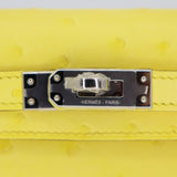 Herm�s Kelly Mini II Jaune Citron Ostrich Palladium Hardware