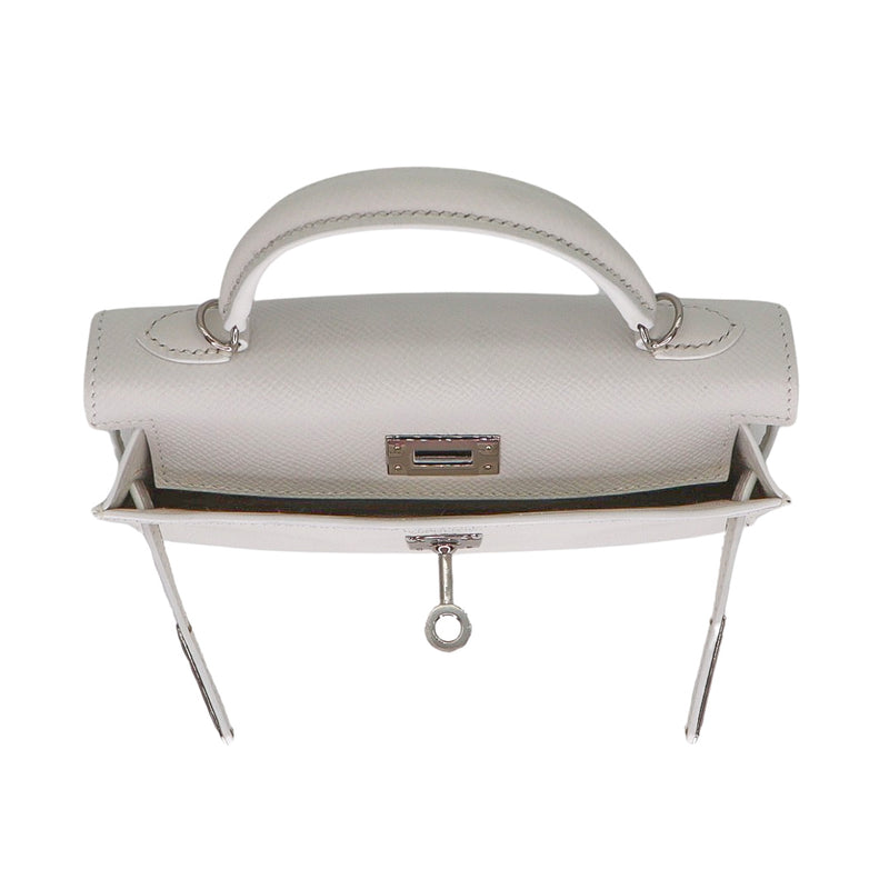 Hermès Kelly II Sellier Mini White Epsom Palladium Hardware