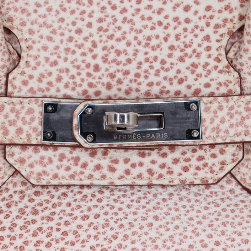Hermès 30cm Birkin Pink Dalmatian Buffalo Leather Palladium Hardware