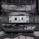 Hermès 35cm Birkin Black Matte Porosus Crocodile Palladium Hardware