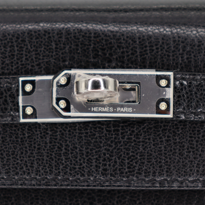 Hermès 25cm Kelly Sellier Black Chèvre Leather Palladium Hardware