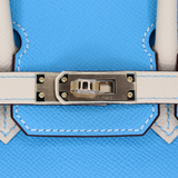 Hermès 25cm Birkin HSS Sellier Celeste/Craie Epsom Leather Brushed Palladium Hardware