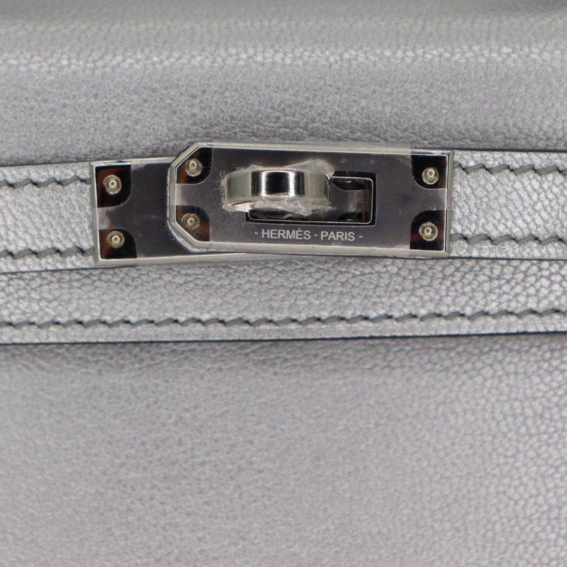 Hermès Kelly II Sellier Mini Gris Argente Chèvre Chamkilight Leather Palladium Hardware