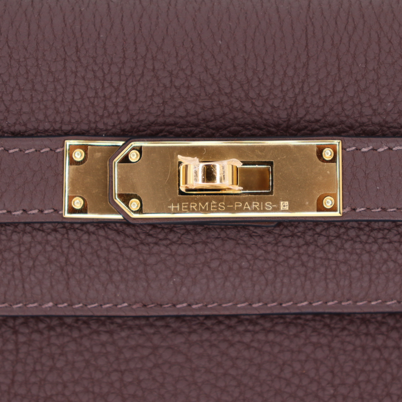 Hermès 28cm Kelly Retourne Chocolate Togo Leather Gold Hardware