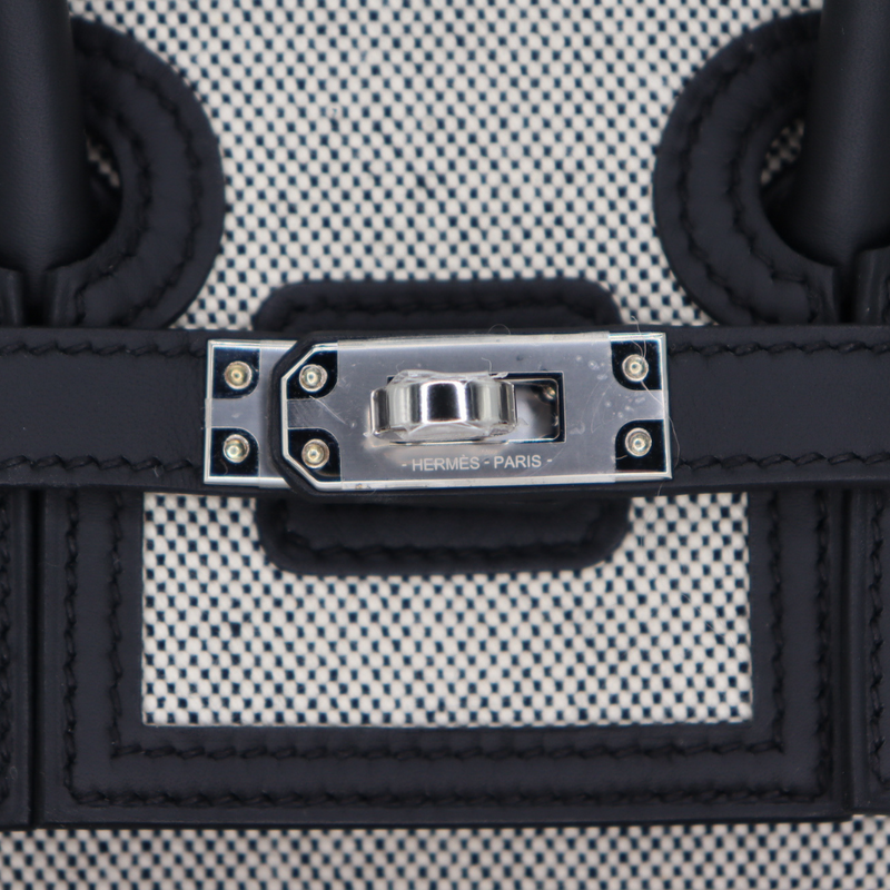 Hermès 25cm Birkin Cargo Ecru/Black Canvas/Swift Leather Palladium Hardware