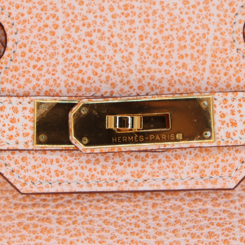 Hermès 30cm Birkin Orange Dalmatian Buffalo Leather Gold Hardware