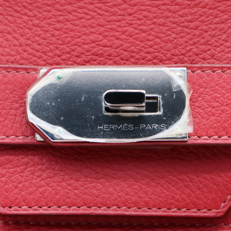 Hermès 50cm HAC Rouge Vif Ardennes Leather Palladium Hardware