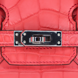 Hermès 25cm Birkin Bougainvillea Matte Alligator Palladium Hardware