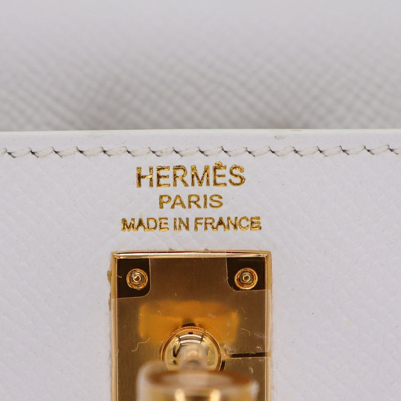 Hermès 25cm Kelly Sellier White Epsom Leather Gold Hardware