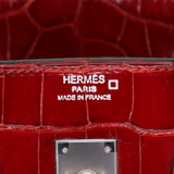 Hermès 25cm Birkin Rouge H Shiny Alligator Palladium Hardware
