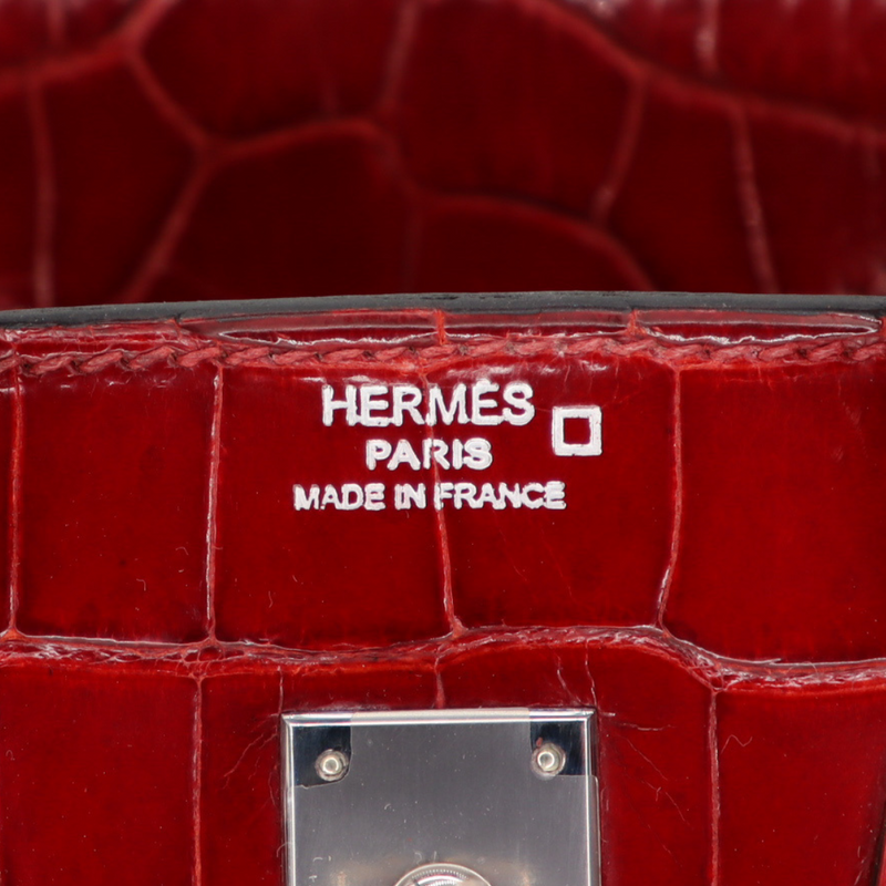 Hermès 25cm Birkin Rouge H Shiny Alligator Palladium Hardware