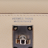 Hermès Kelly II Sellier Mini Tricolor Nata/Chai/Gris Meyer Epsom Palladium Hardware