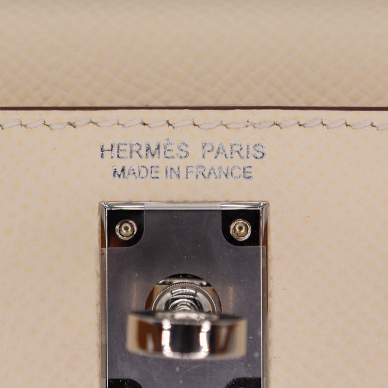 Hermès Kelly II Sellier Mini Tricolor Nata/Chai/Gris Meyer Epsom Palladium Hardware