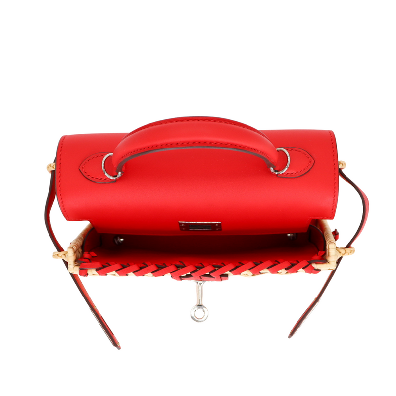 Hermès Kelly Mini Picnic Rouge de Coeur Swift Leather Palladium Hardware