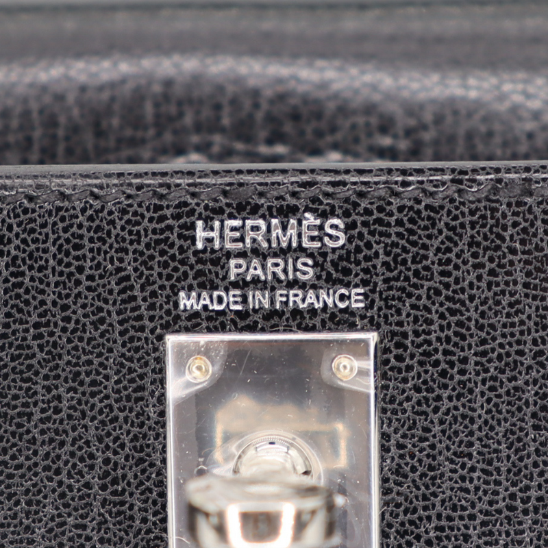 Hermès 25cm Kelly Sellier Black Chèvre Leather Palladium Hardware