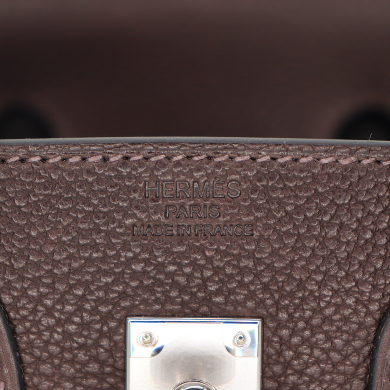 Hermès 25cm Birkin Ebene Barenia Faubourg Palladium Hardware