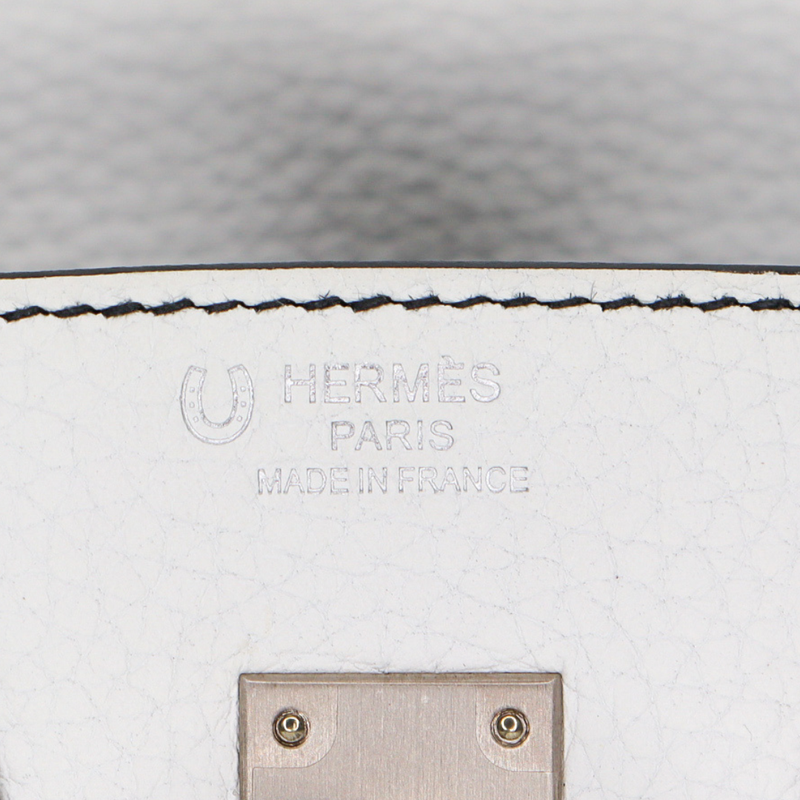 Hermès 25cm Birkin HSS White/Black Clemence Leather Brushed Palladium Hardware