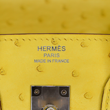 Hermès 25cm Birkin Jaune Citron Ostrich Palladium Hardware