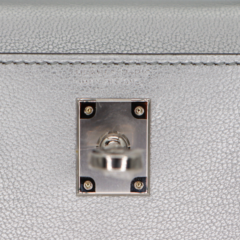 Hermès Kelly II Sellier Mini Gris Argente Chèvre Chamkilight Leather Palladium Hardware