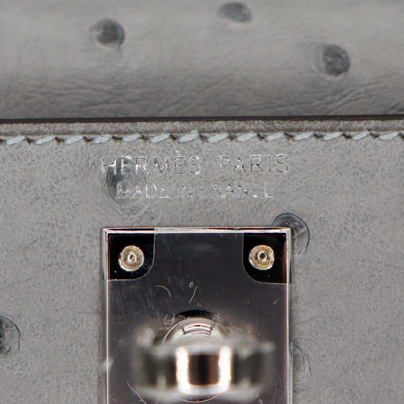 Hermès Kelly II Sellier Mini Bleu Glacier Ostrich Palladium Hardware