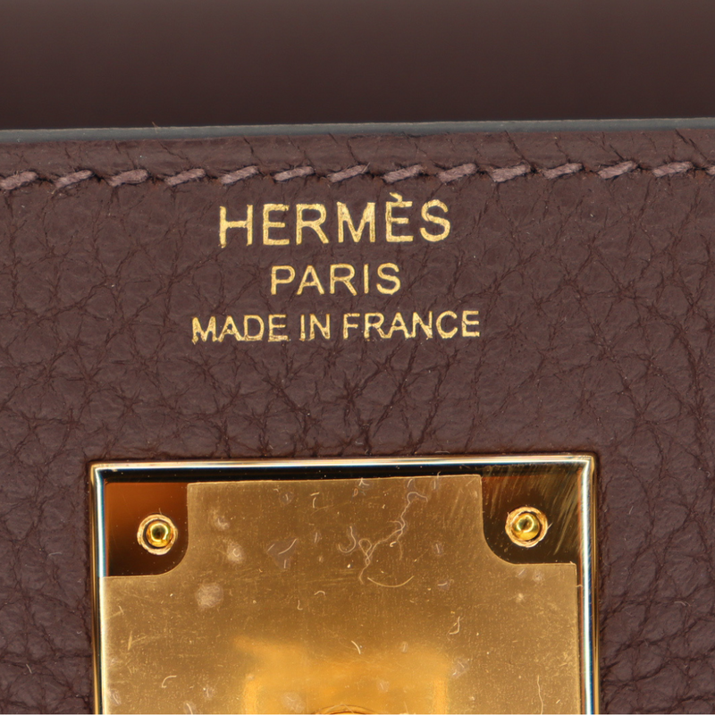 Hermès 28cm Kelly Retourne Chocolate Togo Leather Gold Hardware