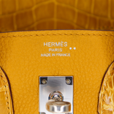 Hermès 25cm Birkin Touch Jaune Ambre Togo Leather/Niloticus Crocodile Palladium Hardware