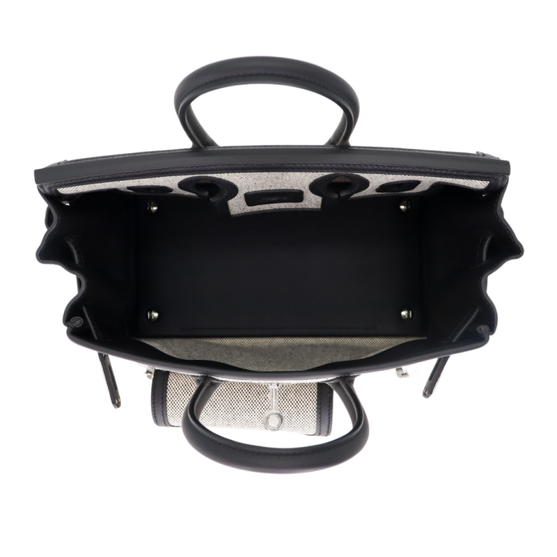 Hermès 25cm Birkin Cargo Ecru/Black Canvas/Swift Leather Palladium Hardware