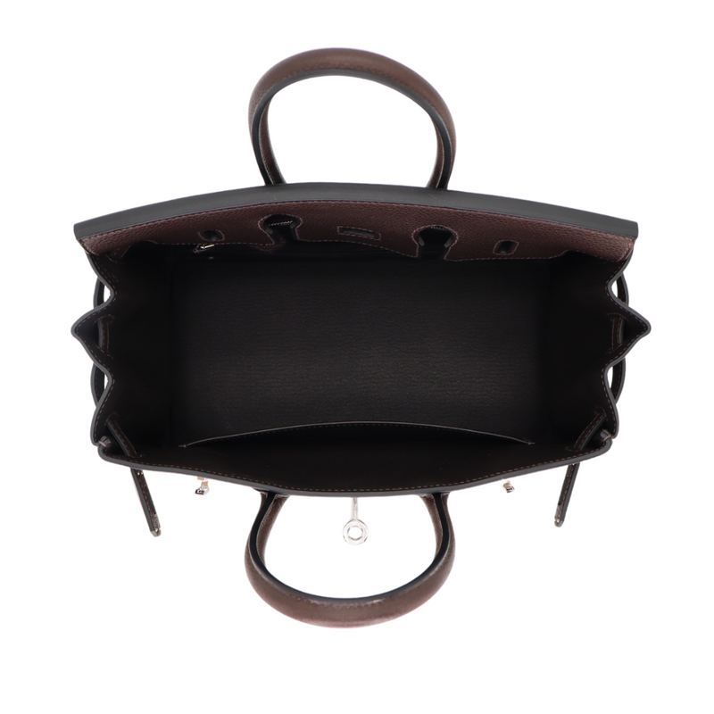 Hermès 25cm Birkin Ebene Barenia Faubourg Palladium Hardware