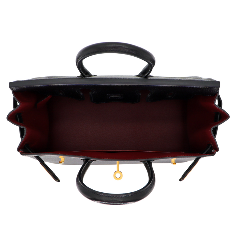 Hermès 25cm Birkin HSS Black/ Rouge Chèvre Leather Brushed Gold Hardware