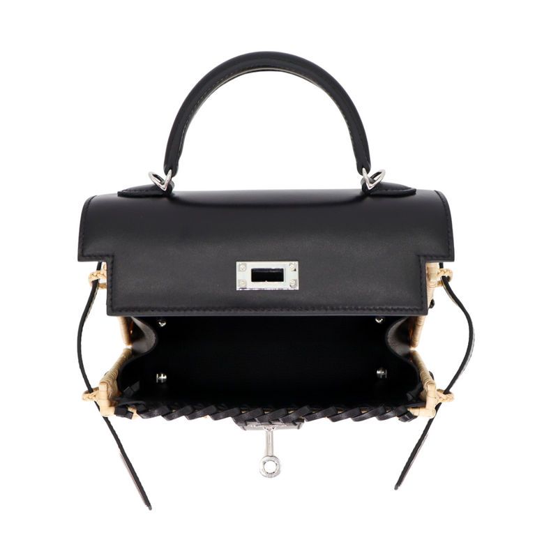 Hermès Kelly Mini Picnic Black Box Calf Leather Palladium Hardware
