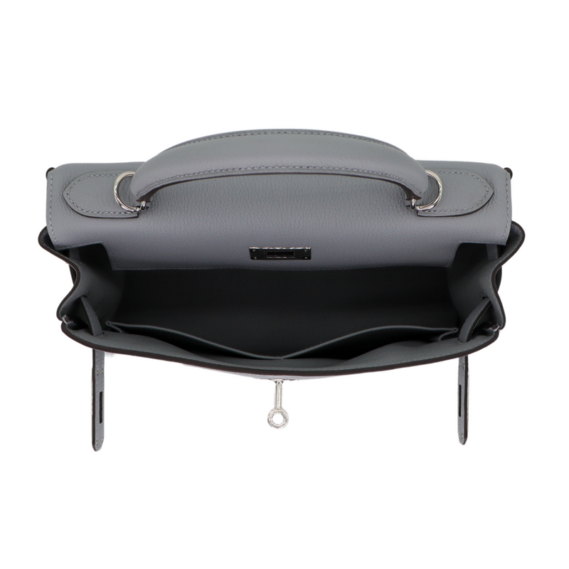 Hermès 28cm Kelly Retourne Gris Pantin Togo Leather Palladium Hardware